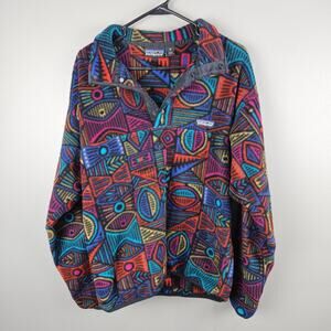 Patagonia Vintage Mens Snap T Rare Fleece Pullover Synchilla 90s Aztec Aborigine